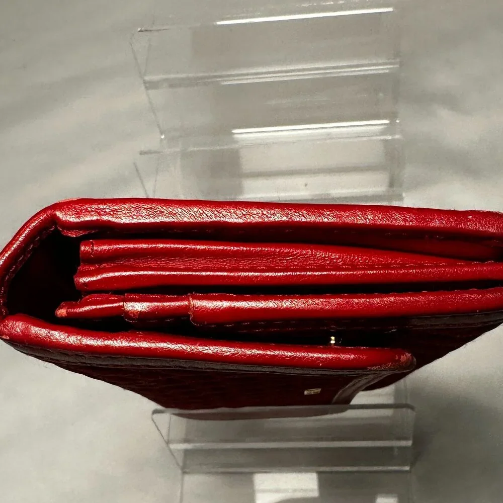 Prada Red Quilted Nylon Flap Wallet Gold Logo - Picture 2 of 8